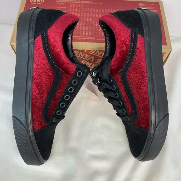 Vans Old Skool Velvet Parisian Night Black Cerise Red shoes NWB Unisex Men’s 7 W - Picture 3 of 11
